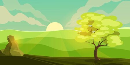 summer background landscape scenery vector illustration designの写真素材