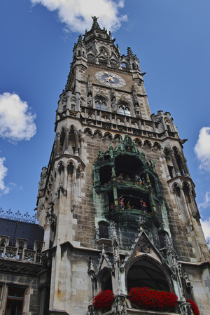 Munich, detail of Neues Rathaus Towerのeditorial素材