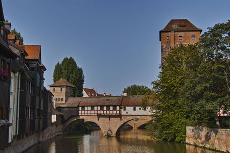 Nuremberg, Ponte del Boia on the Pegnitz Riverの写真素材