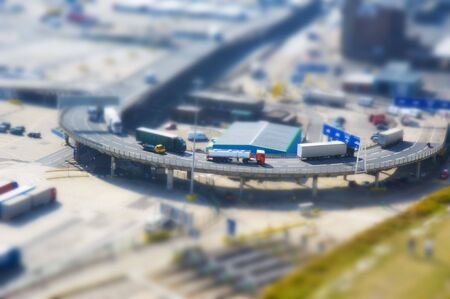 Truck and cars queueing at Dover ferry port, UKの写真素材