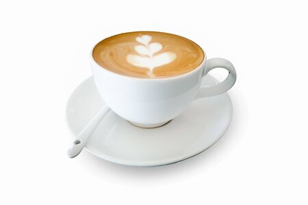 hot coffee mug on a white backgroundの写真素材