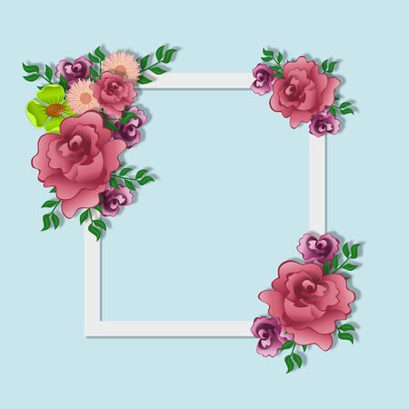 Decorative flower illustration on the frameの写真素材