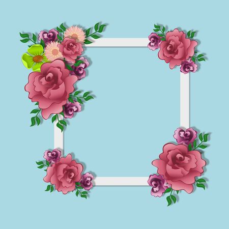 Decorative flower illustration on the frameの写真素材