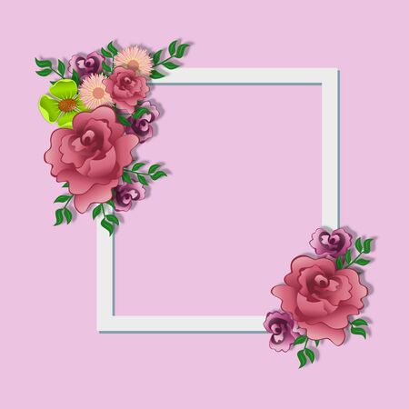 Decorative flower illustration on the frameの写真素材
