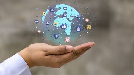 Hands that receive technology that is popular worldwide
