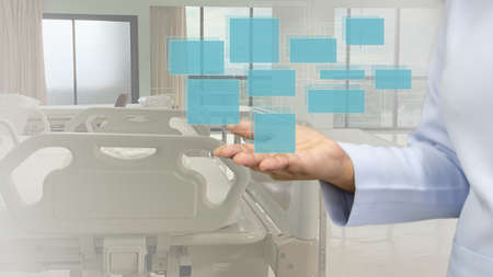 Nursing hand picking up the rectangular gap,nursing room backdrop,care concept,service responseの写真素材