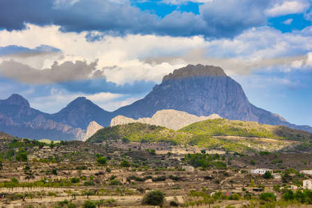 Mountain valley overlooking the top of the Cabeco D'or mountains. Spain, Alicante provinceの写真素材
