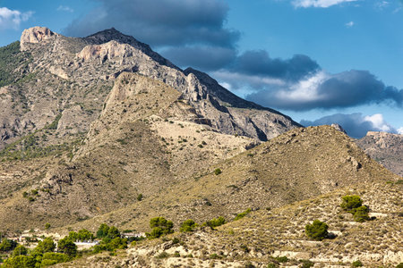 Beautiful landscape overlooking the Cabeco D'or mountain peaks. Spain, Alicante province.Horizontal view.の写真素材
