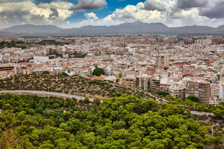 View from the hill of St. Barbara on a fragment of Alicante.Spain.Horizontal view.