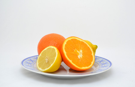 Isolated citrus on plate.の写真素材