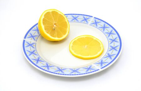 Isolated citrus on plate.の写真素材