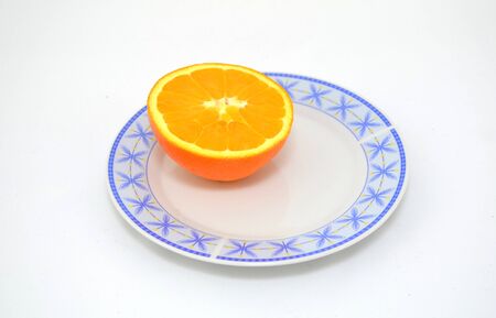 Isolated citrus on plate.の写真素材