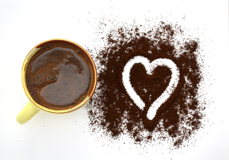 Valentine's day coffee with heartの写真素材