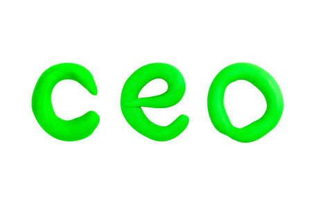 Green CEO, chief executive officer, managing director text, letters made of plasticine, modeling...