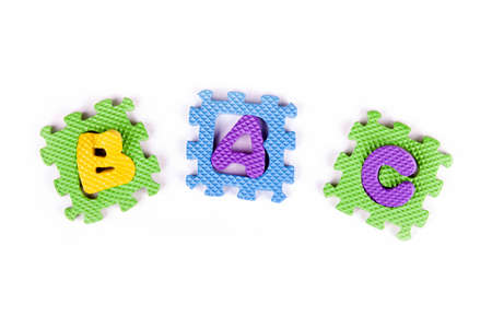 Misplaced simple ABC letters, alphabet toy letters in wrong places, children mental conditions, kids...