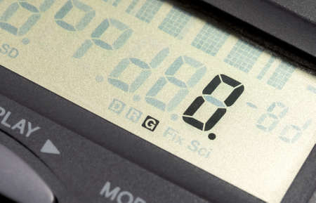 Number 0 on a simple scientific calculator LCD electronic device display, object macro, detail,...