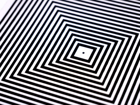 Abstract striped hypnotic square composition, black and white pop art simple minimal repetitive high...