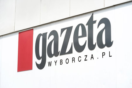 Wroclaw, Poland, Gazeta Wyborcza Polish daily newspaper logo symbol detail, closeup, nobody, no...