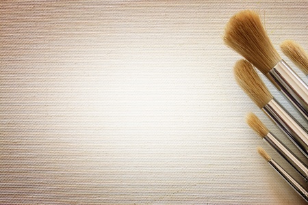 brushes and canvasの写真素材
