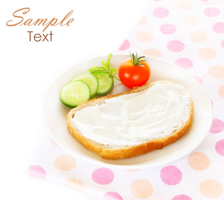 Healthy food for diet as bread and vegetables の写真素材