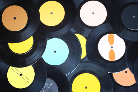 top view of many recordsの写真素材