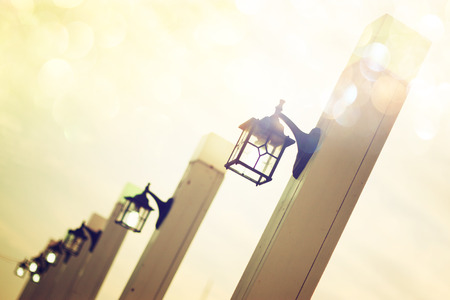 vintage romantic street lightsの写真素材