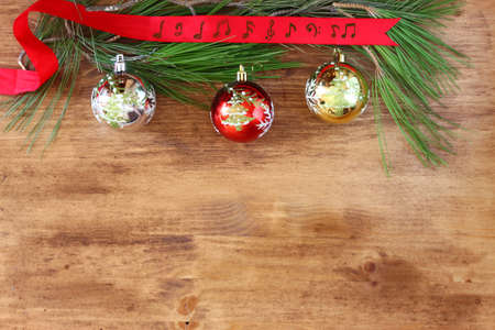 christmas decoration on a woodwn board