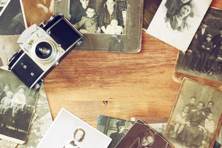 top view of old camera, antique photographsの写真素材