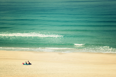 background of beach and sea wave, vintage filter.