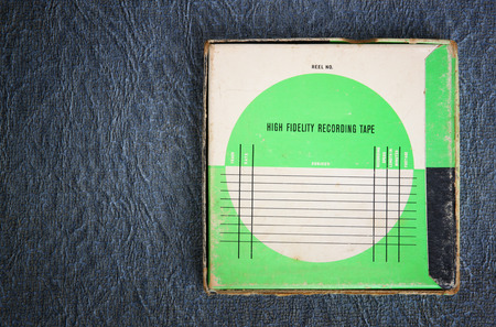top view of old retro sound recording box with room for text. filtered image