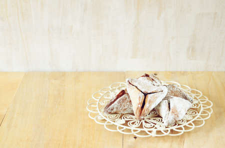 Hamantaschen cookies or hamans ears Purim celebration (jewish holiday)