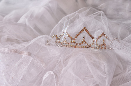 Wedding vintage crown of bride and veil. wedding conceptの写真素材