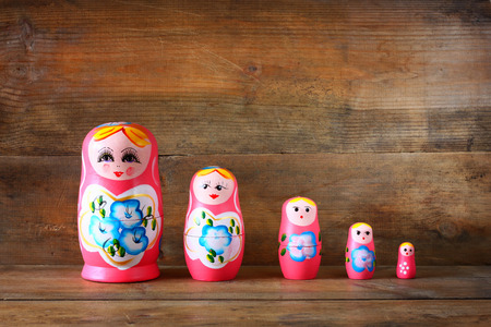 set of matrioshka dolls. retro filterの写真素材