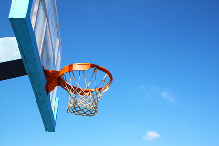 upward view of basketball hoop against sky