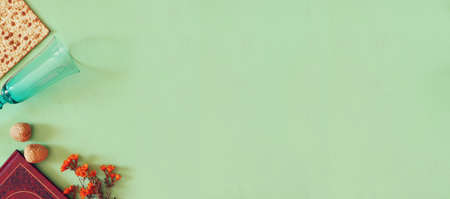 website banner background of Pesah celebration concept jewish Passover holidayの写真素材