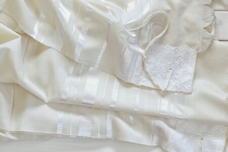 White Prayer Shawl - Tallit, jewish religious symbol.