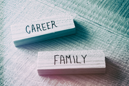 Family and Career conflict concept. Retro filtered and toned