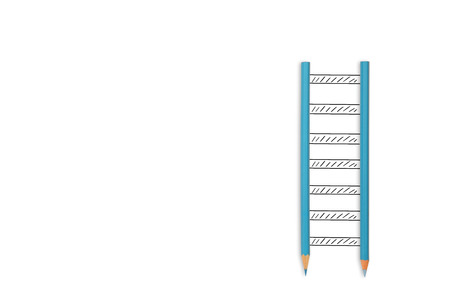 concept of imagination and education. two pencils creating ladder. isolated imageの写真素材