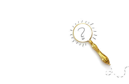 Photo of a vintage magnifying Glass withhand made sketch, isolated imageの写真素材