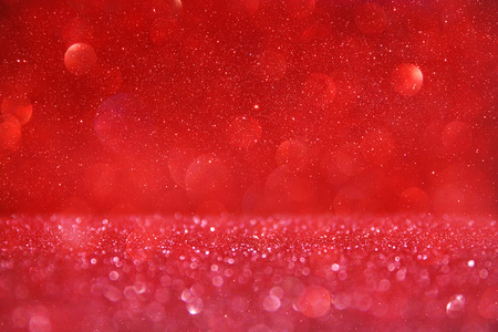 Red glitter vintage lights background. defocusedの写真素材
