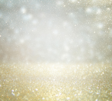 glitter vintage lights background. silver and white. de-focused.の写真素材