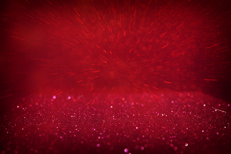 Red glitter vintage lights background. defocusedの写真素材