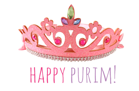 Girl's costume crown, isolated on white. Purim celebration party accessory (jewish carnival holiday)の写真素材