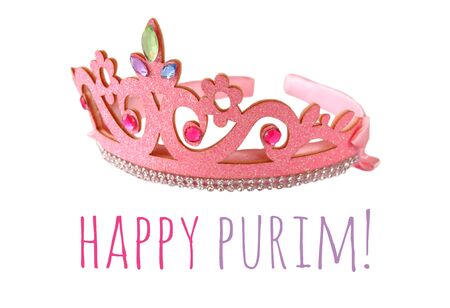 Girl's costume crown, isolated on white. Purim celebration party accessory (jewish carnival holiday)の写真素材