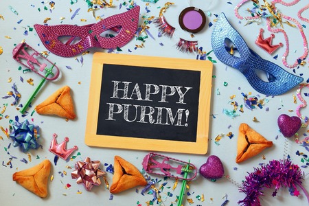 Purim celebration concept (jewish carnival holiday). Top viewの写真素材