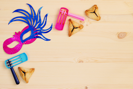 Purim celebration concept (jewish carnival holiday). Top viewの写真素材