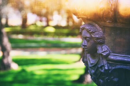image of Ornamental Stone Vase at botanical garden during sunny day