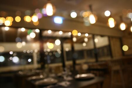image of abstract blurred background of restaurant lightsの写真素材