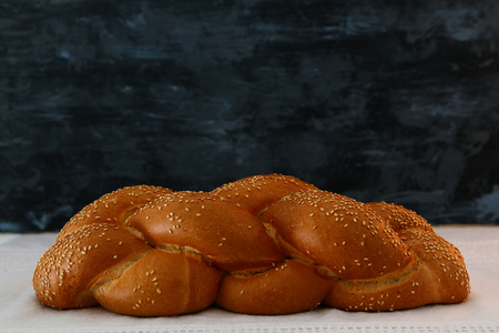 Traditional challah bread close up image.の写真素材