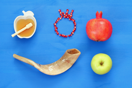 Rosh hashanah (jewish New Year holiday) concept. Traditional symbolsの写真素材